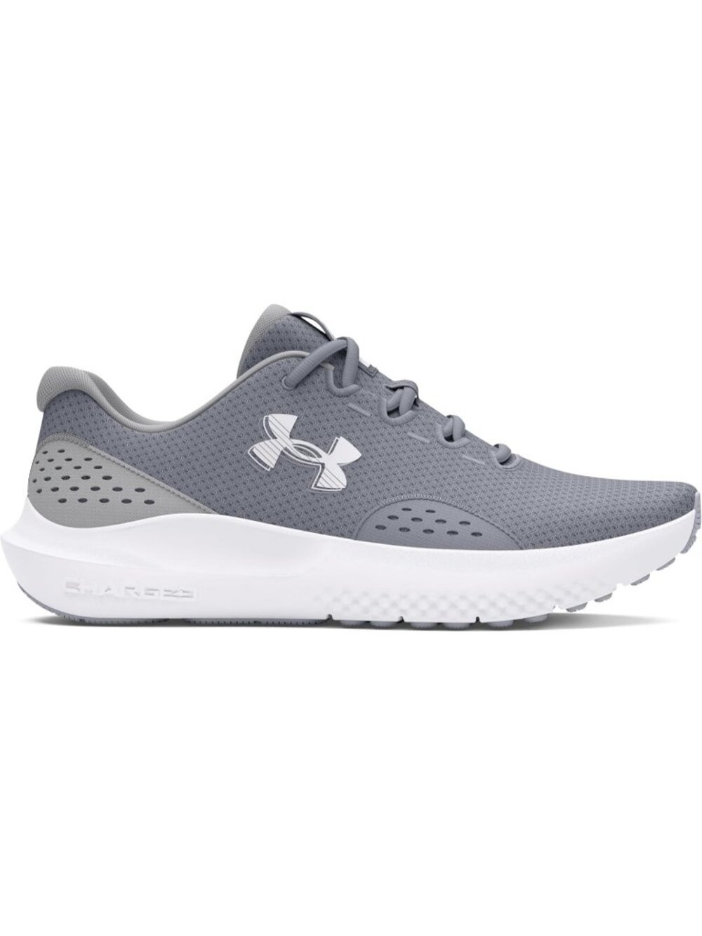 Men's Steel Gray Running Breathable No Heel Closed Toe Charged Surge Sneaker